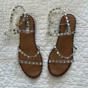 Steve Madden Clear and Silver Stud Sandal